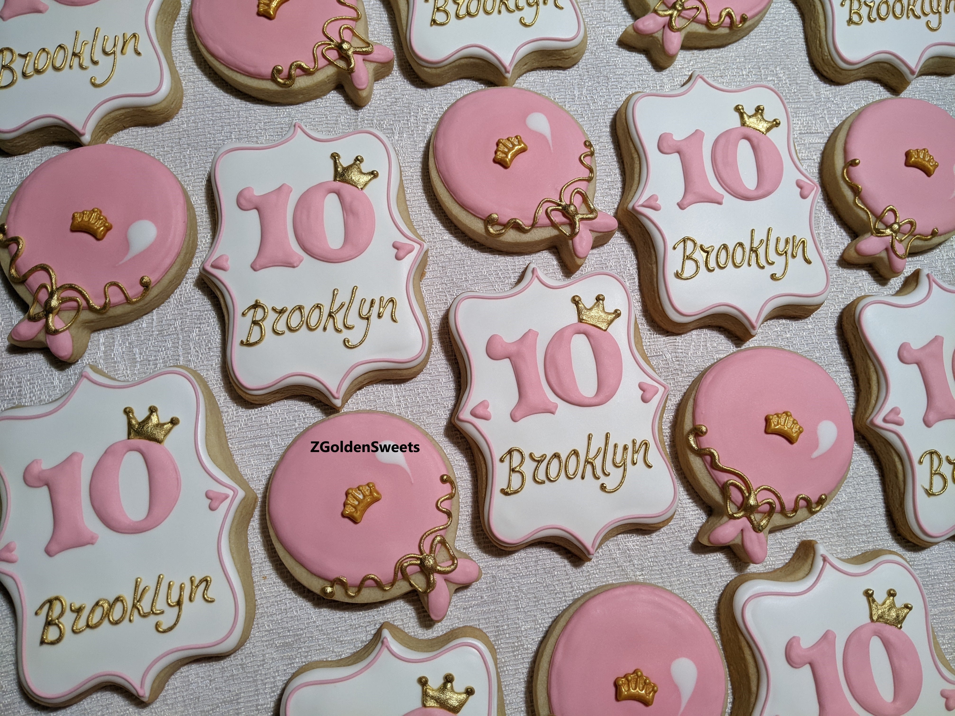 24 Happy 10th Birthday Girl Princess Decorated Cookies