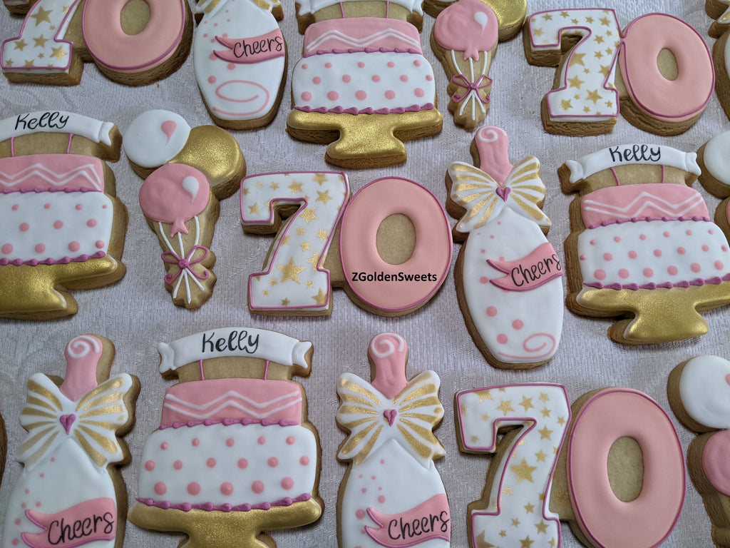 70th Birthday Party 24 Personalized Decorated Cookies