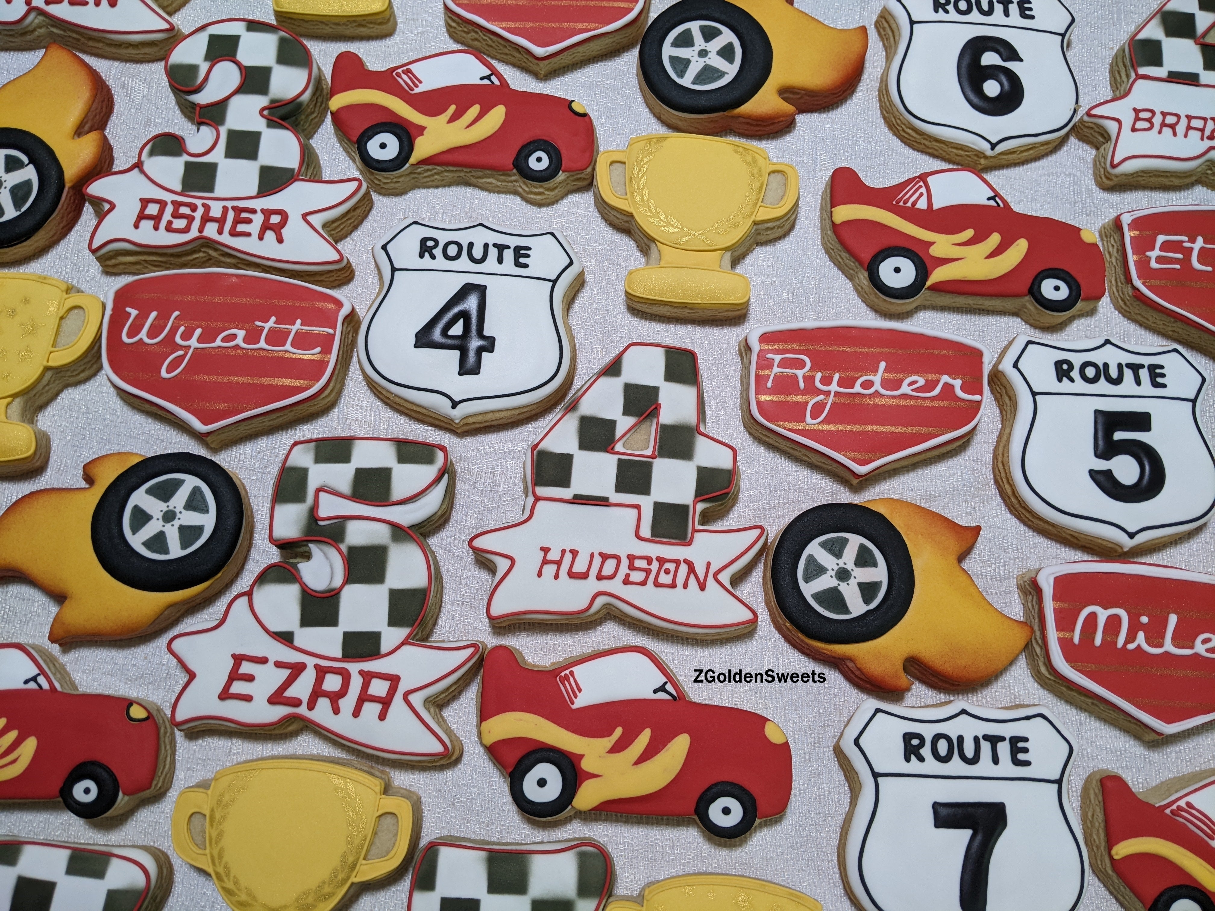 Race Car theme Kids Birthday 24 Decorated Cookies