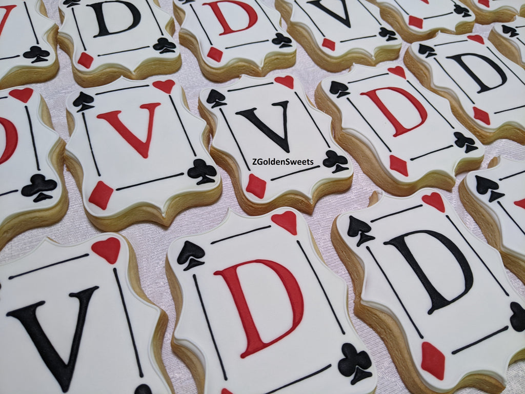 24 Monogram Playing Cards decorated cookies.