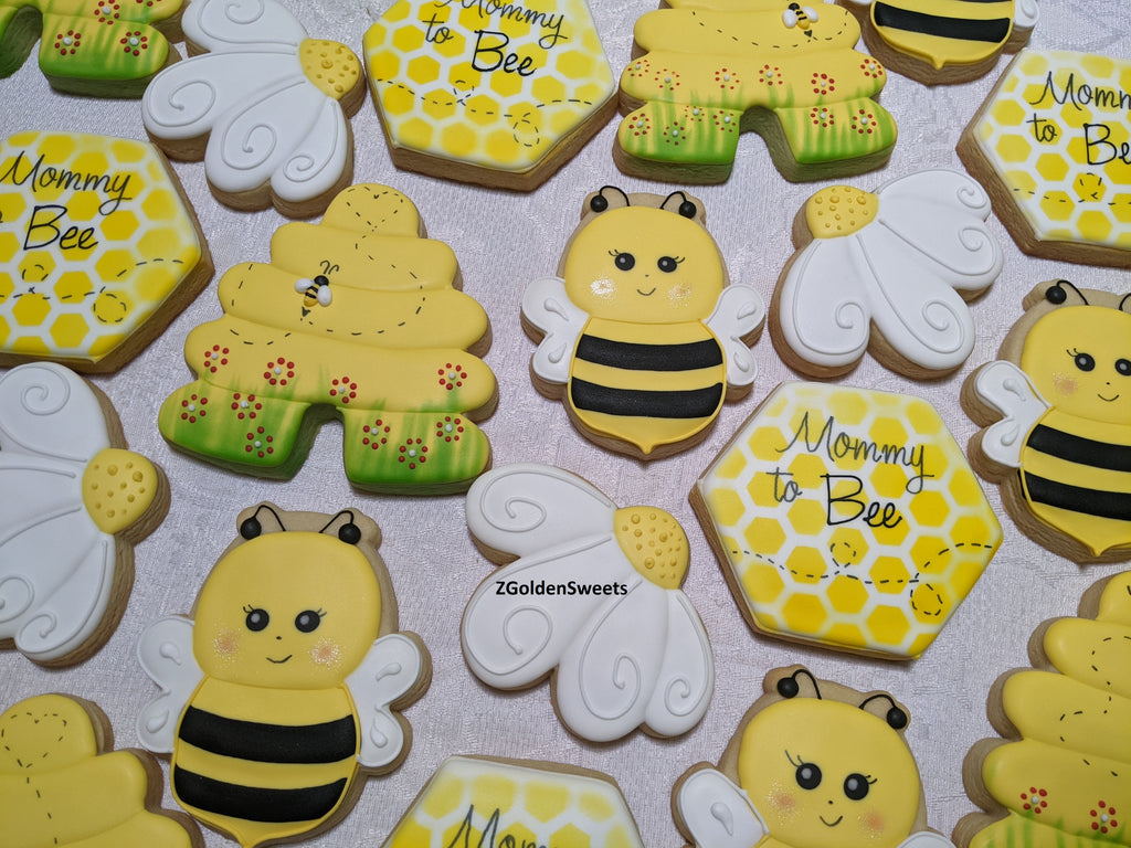 24 Mommy to bee baby shower decorated cookies