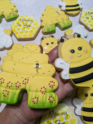 24 Mommy to bee baby shower decorated cookies