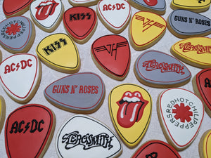 24 Large Guitar Pick Rock Band Cookies
