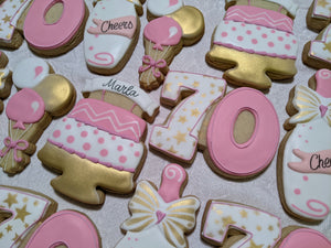70th Birthday Party 24 Personalized Decorated Cookies
