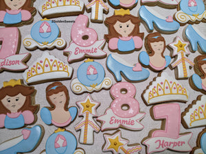 24 Princess Birthday Decorated Cookies