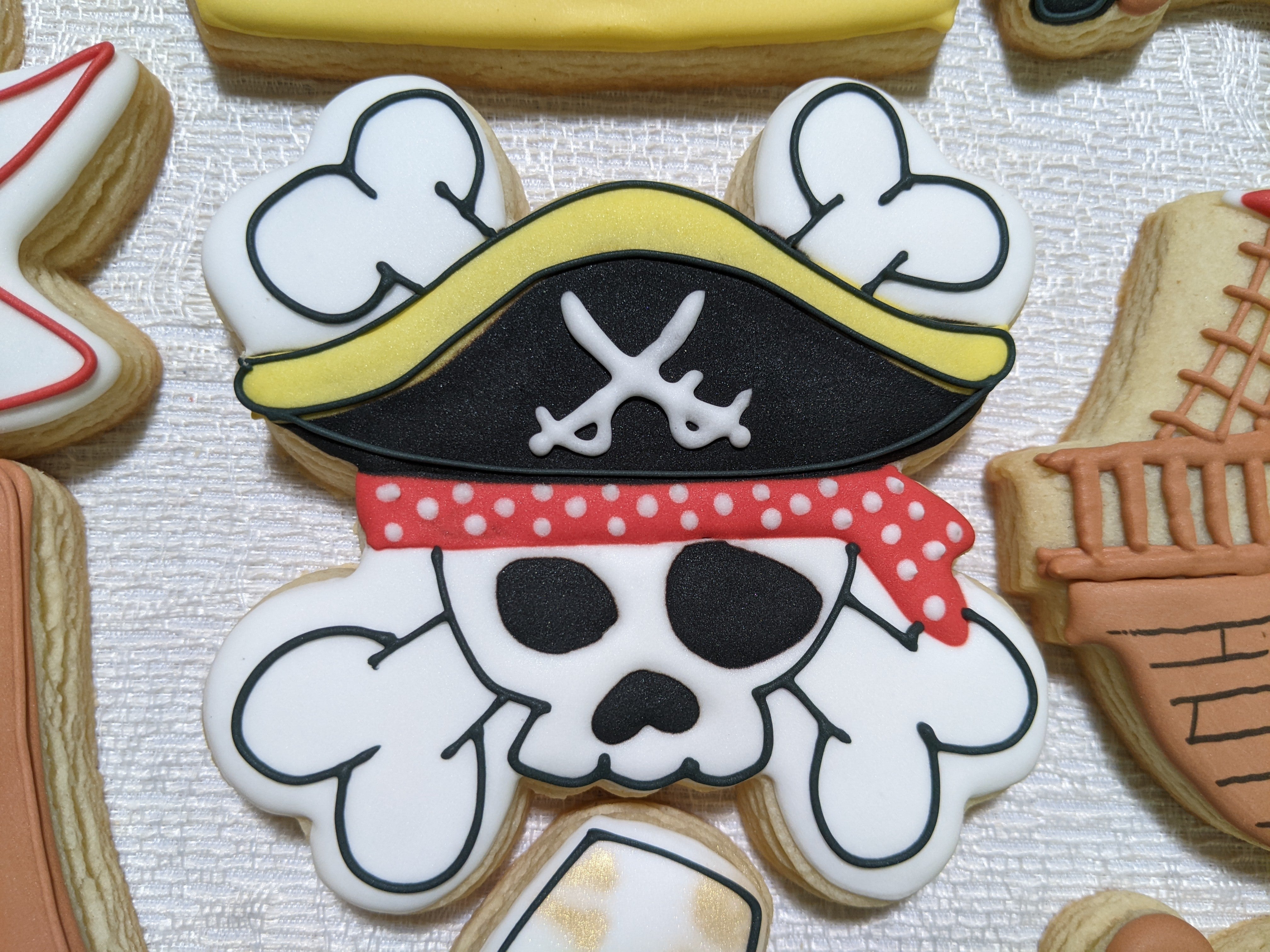 Pirates Adventure Personalized Kids Birthday 24 decorated cookies.