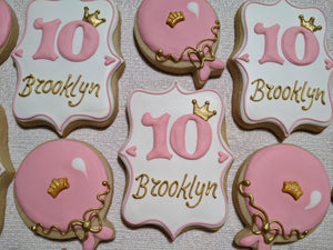 24 Happy 10th Birthday Girl Princess Decorated Cookies