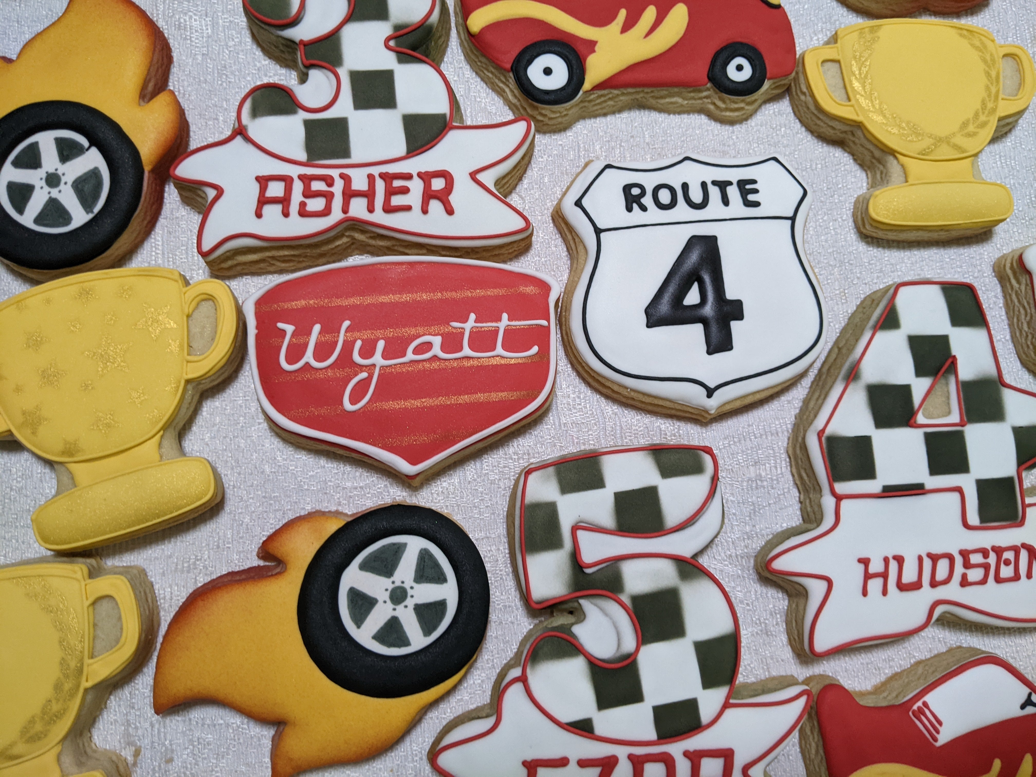 Race Car theme Kids Birthday 24 Decorated Cookies