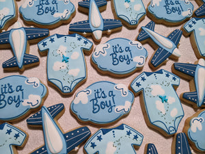 24 It's a boy message baby shower cookie