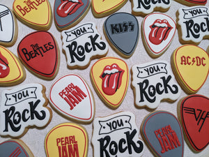 60th Birthday Party You Rock with Large Guitar Picks Rock Band Names 24 Cookies