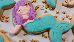 24 Large Mermaids decorated cookies