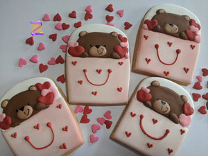 Valentine's Teddy Bear with Love 24 decorated cookies