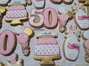 50th Birthday Party 24 Personalized Decorated Cookies