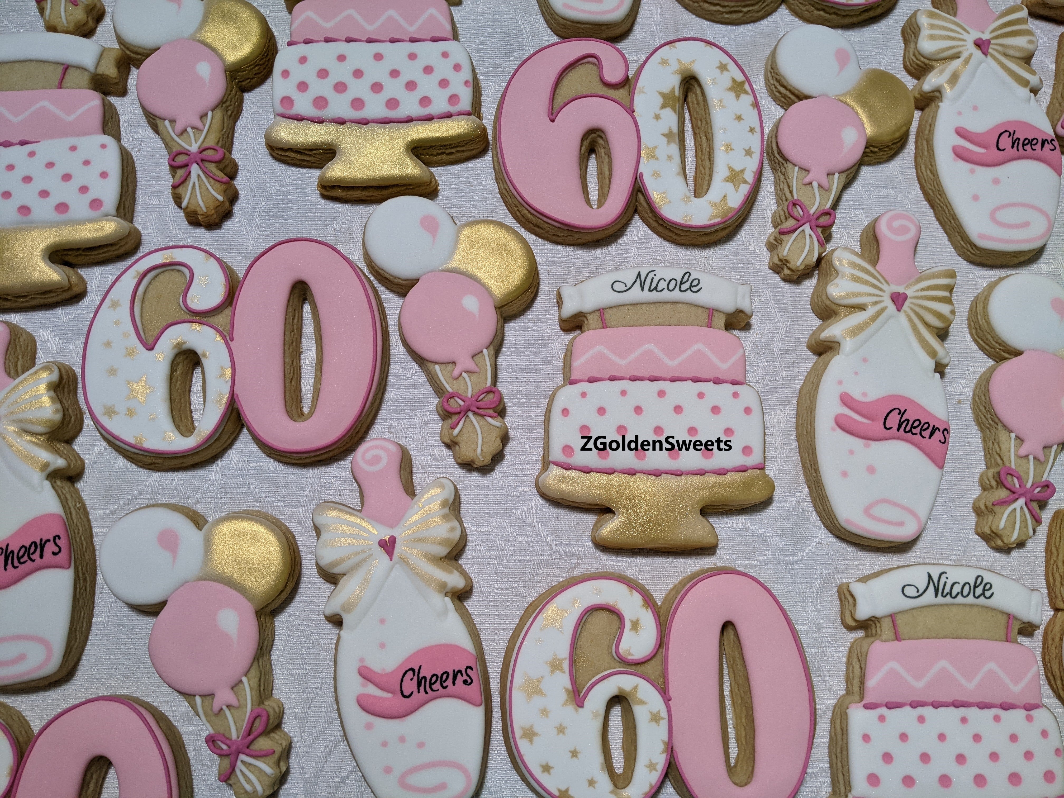 60th Birthday Party 24 Personalized Decorated Cookies