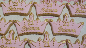 21st celebration crown tiara 24 cookies