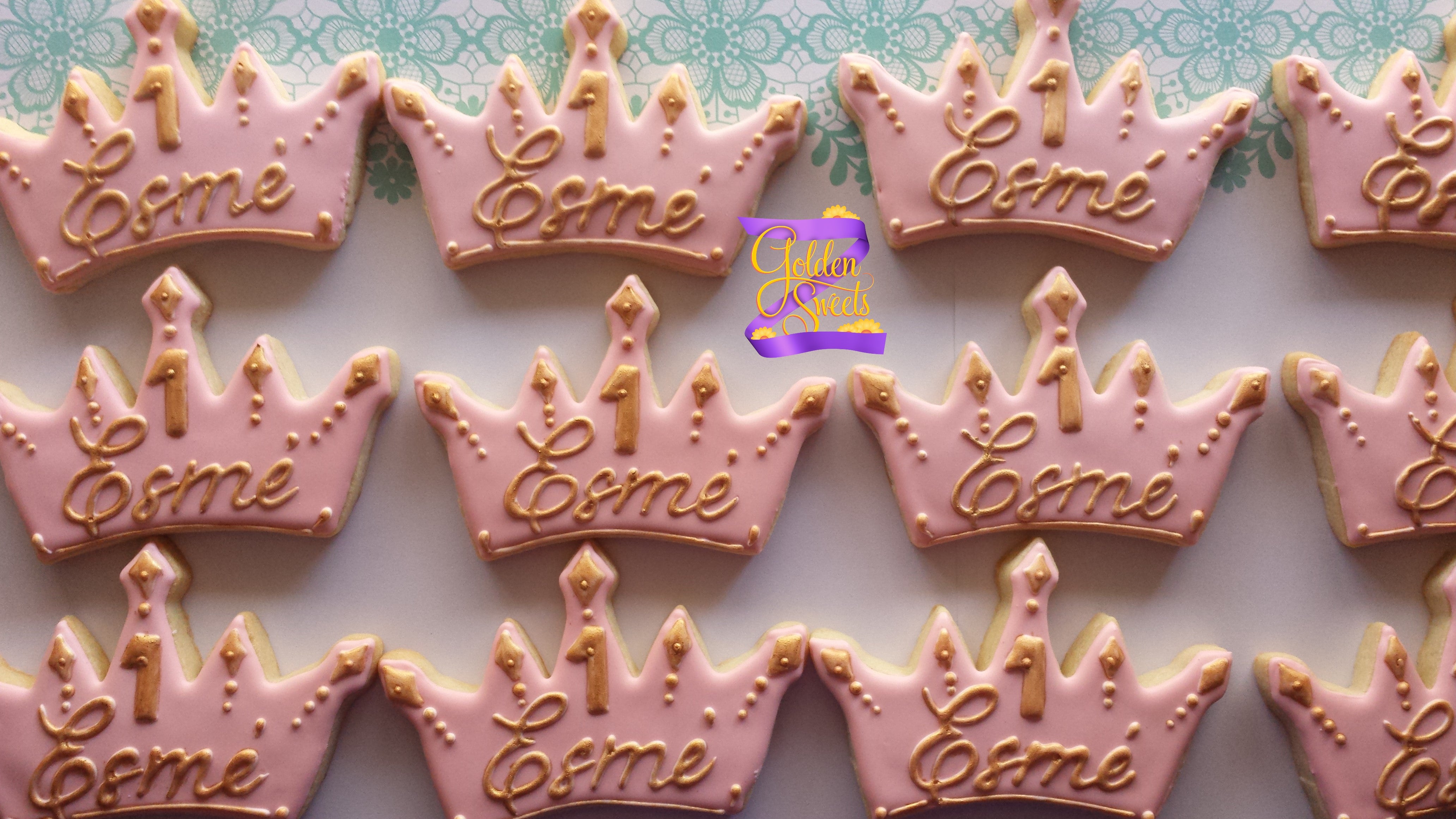 Princess Personalized First Birthday 24 cookies