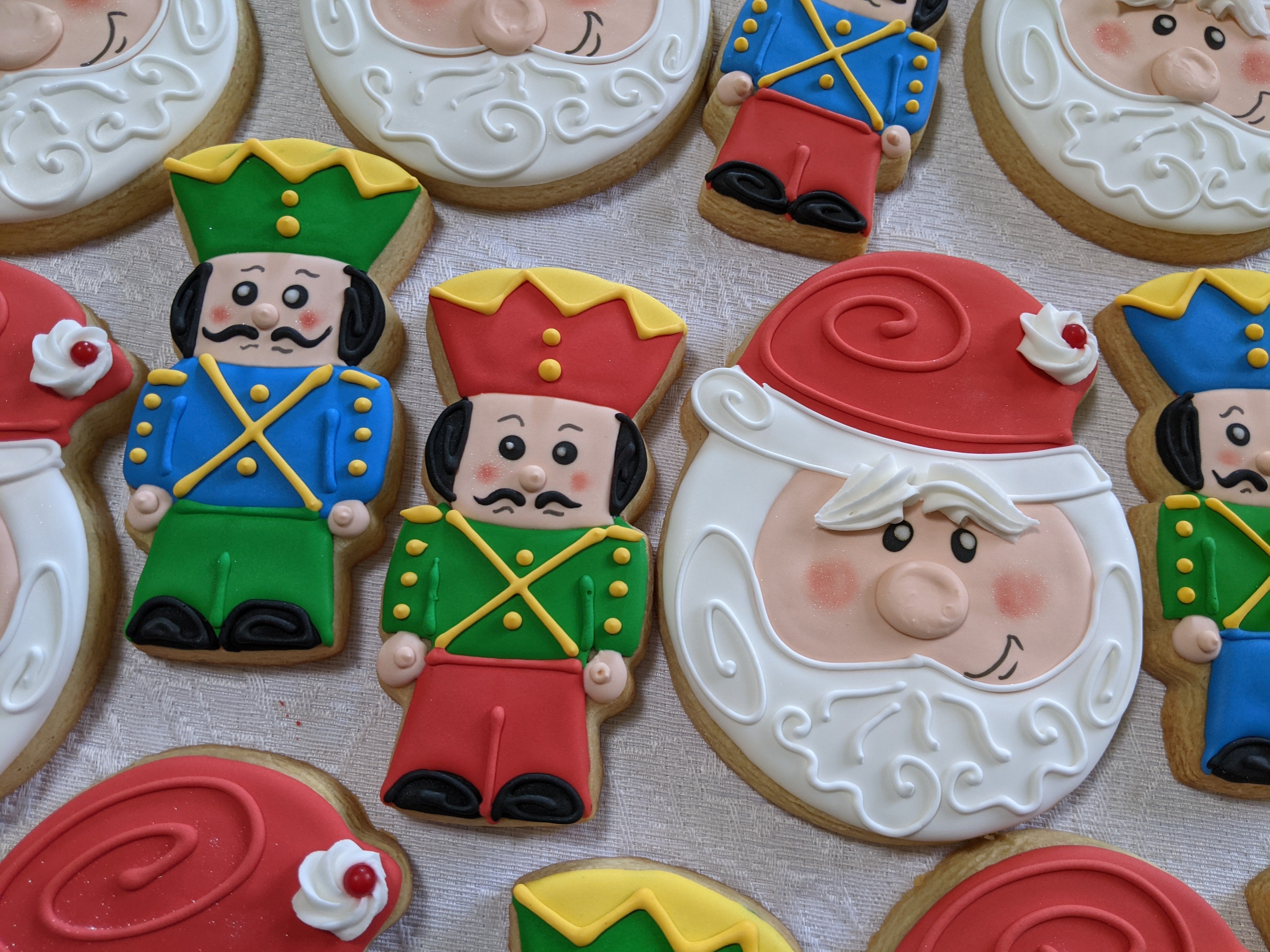Santa Claus and Nutcracker 24 decorated cookies