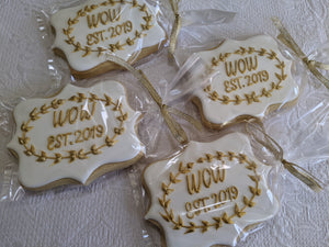 Monogram Wedding Date Laurel Wreath Personalized 24 cookies