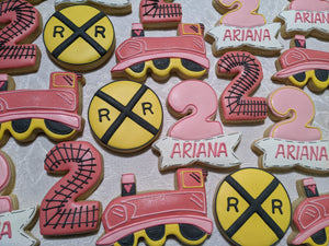 Birthday Girl Pink Train theme 24 cookies