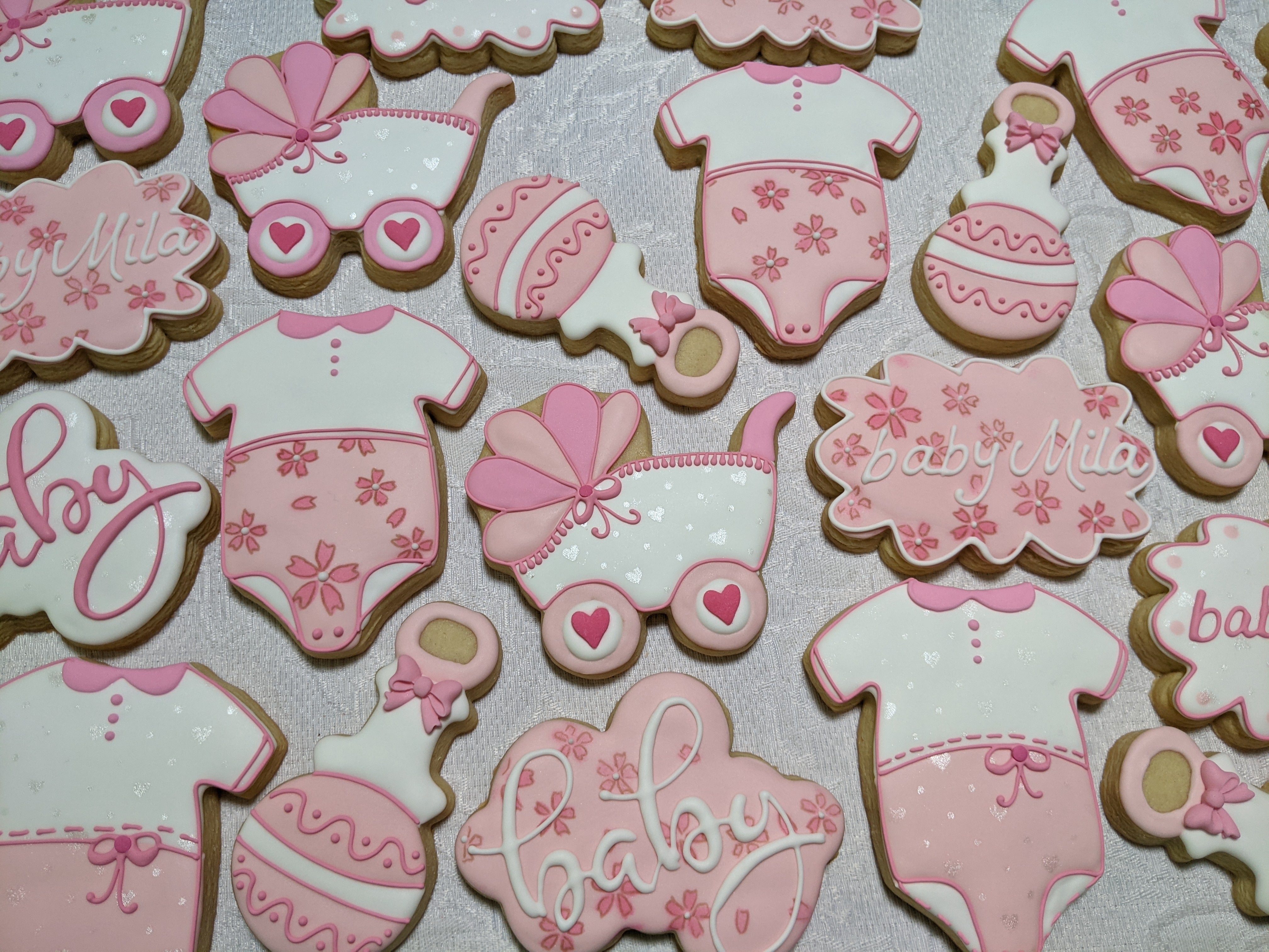 24 Welcome Baby Girl Baby Shower Decorated Cookies