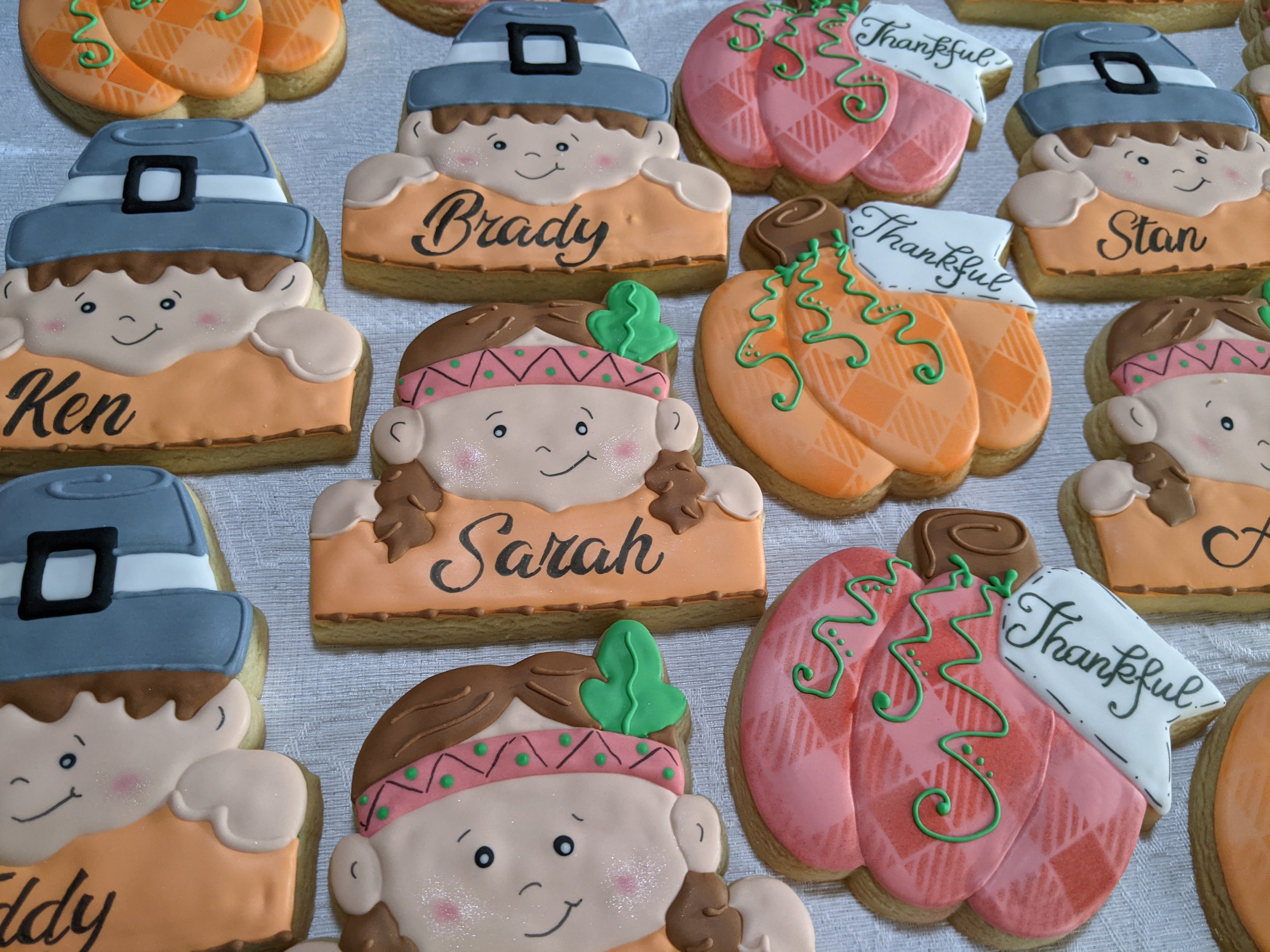 Thanksgiving dinner Personalized Name place card 24 cookies