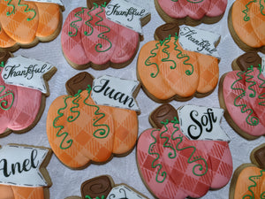 Fall Personalized Pumpkins with tags 24 decorated cookies