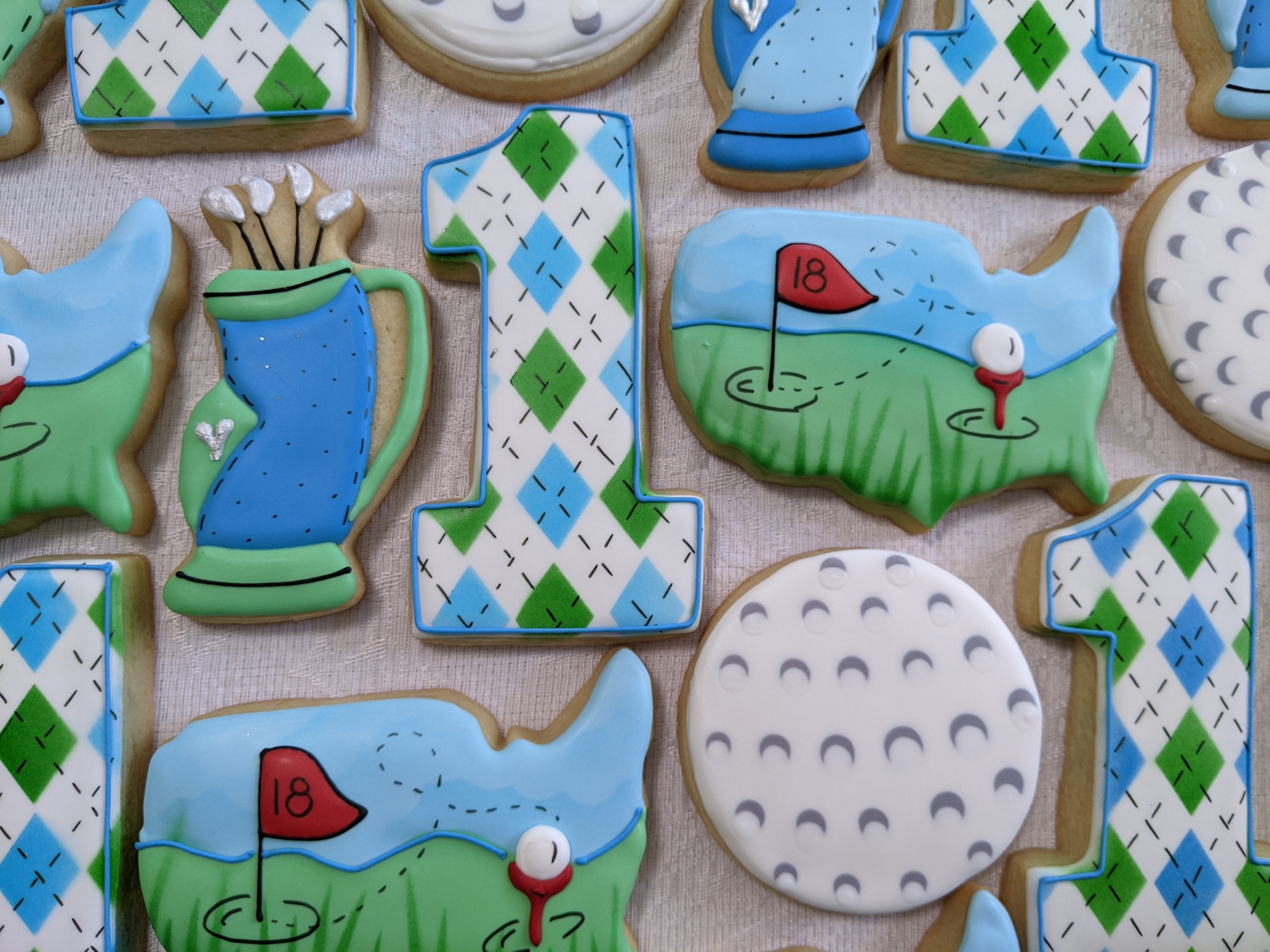 24 Golf First Birthday Decorated Cookies