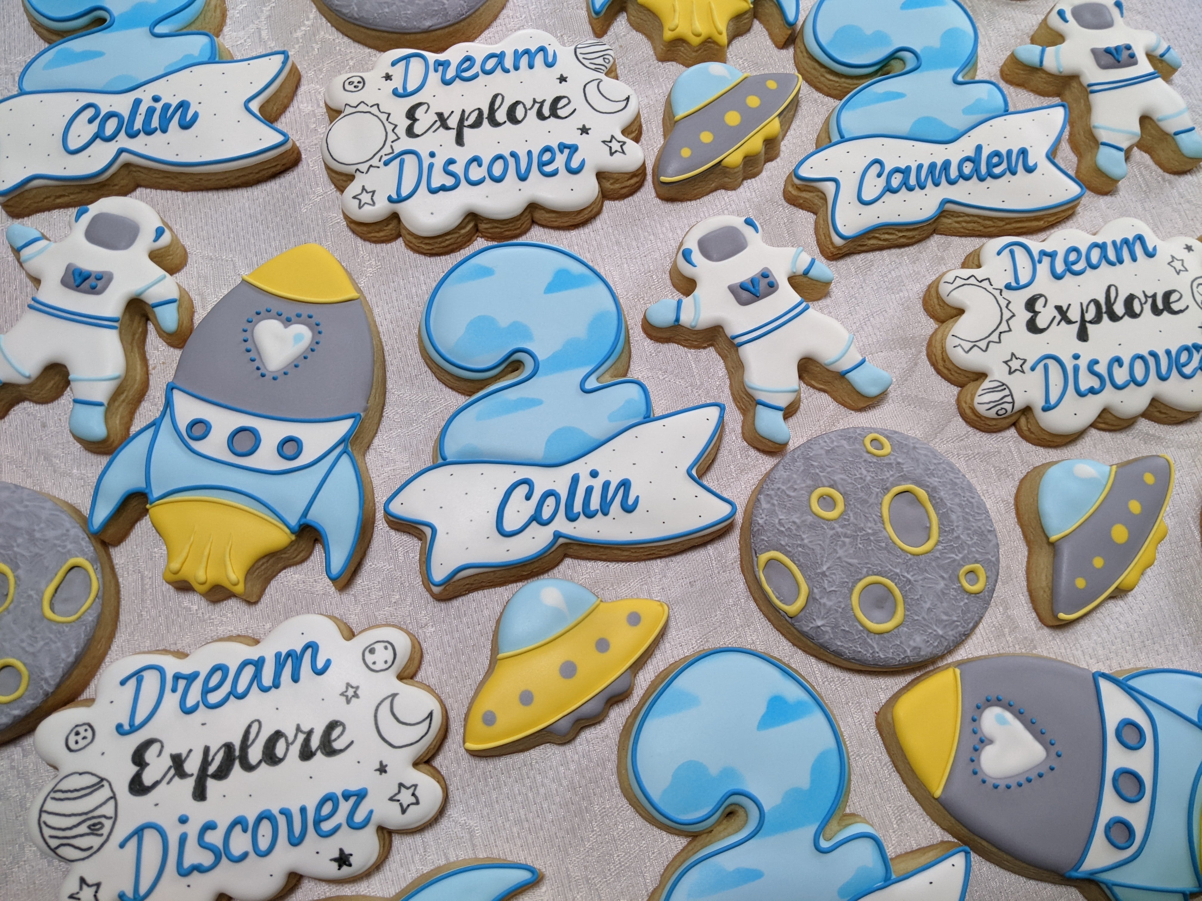 Astronaut Space Voyage Personalized Birthday Boy 24 Decorated Cookies