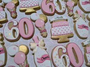 60th Birthday Party 24 Personalized Decorated Cookies