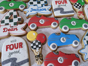 Need 4 Speed Vintage Racing Car 4th Birthday Boy 24 Decorated Cookies
