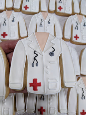 White Doctors Lab Coat Personalized 24 Decorated Cookies