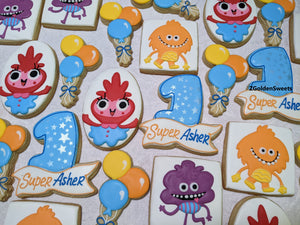 24 Super Simple Songs theme Personalized First Birthday Boy Decorated Cookies
