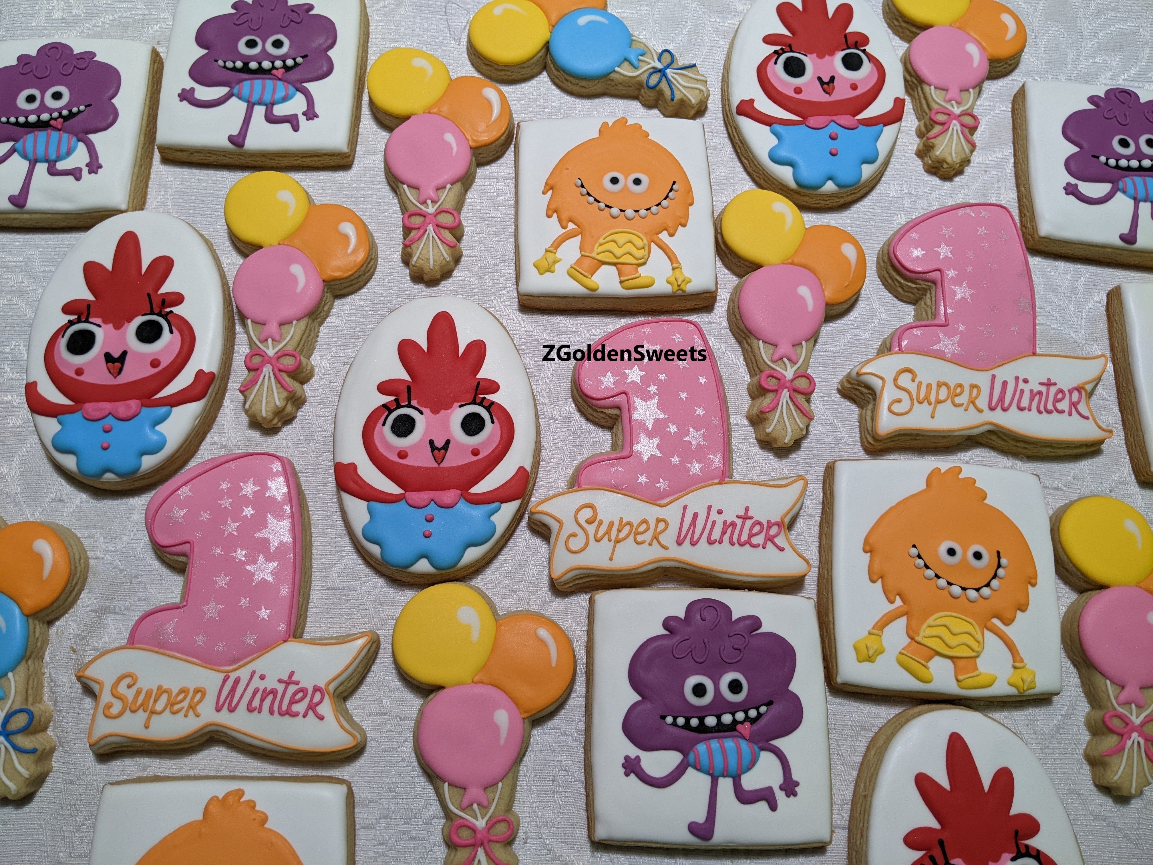 24 Super Simple Songs theme Personalized First Birthday Girl Decorated Cookies