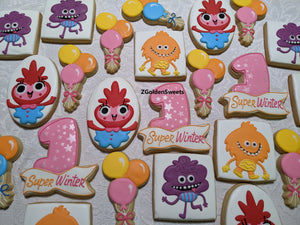 24 Super Simple Songs theme Personalized First Birthday Girl Decorated Cookies