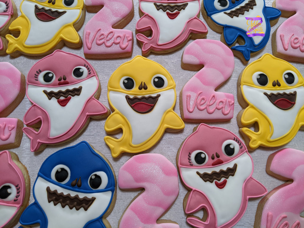 24 Baby Shark Family Second Girls Birthday Cookies