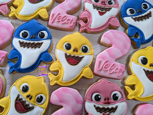 24 Baby Shark Family Second Girls Birthday Cookies