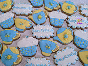 24 Tea time personalized Baby Shower cookies