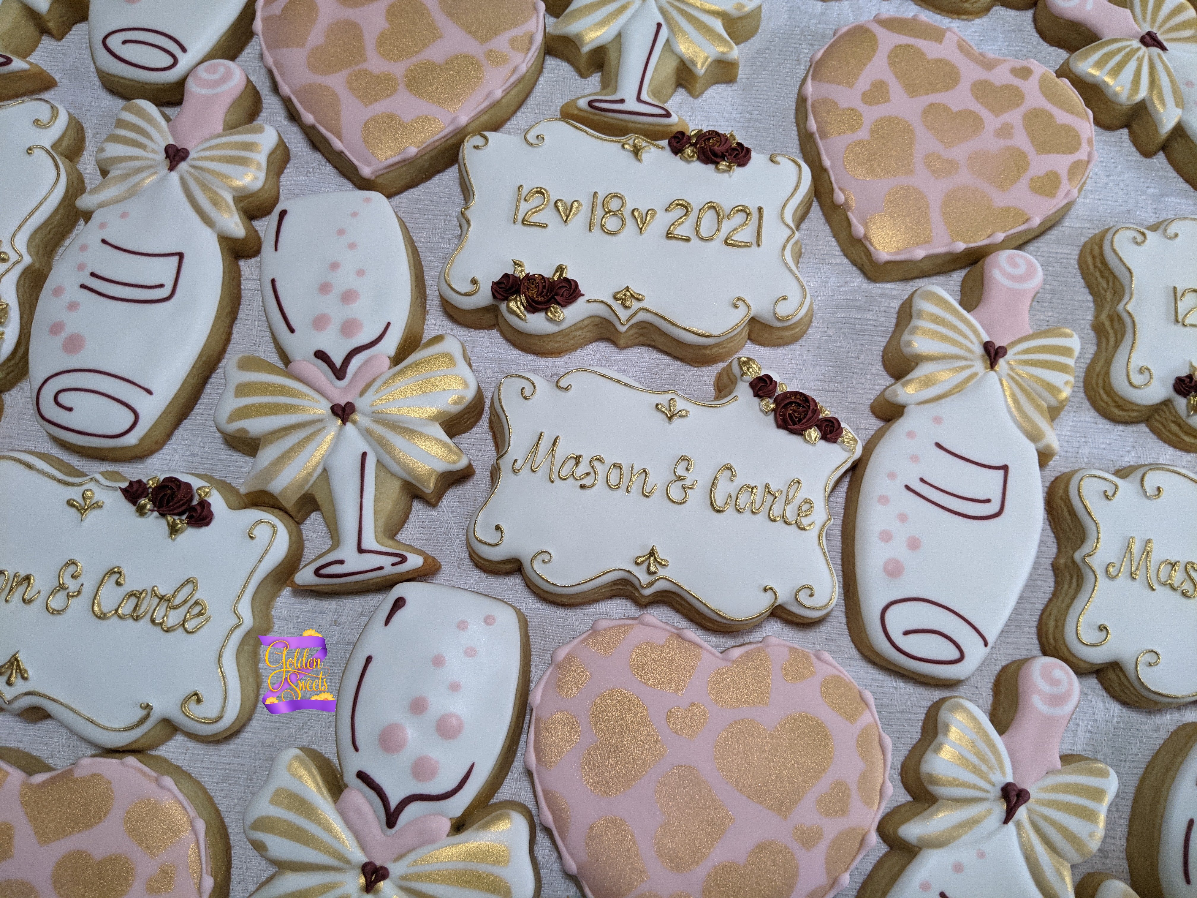 Elegant Wedding Celebration 24 decorated cookies