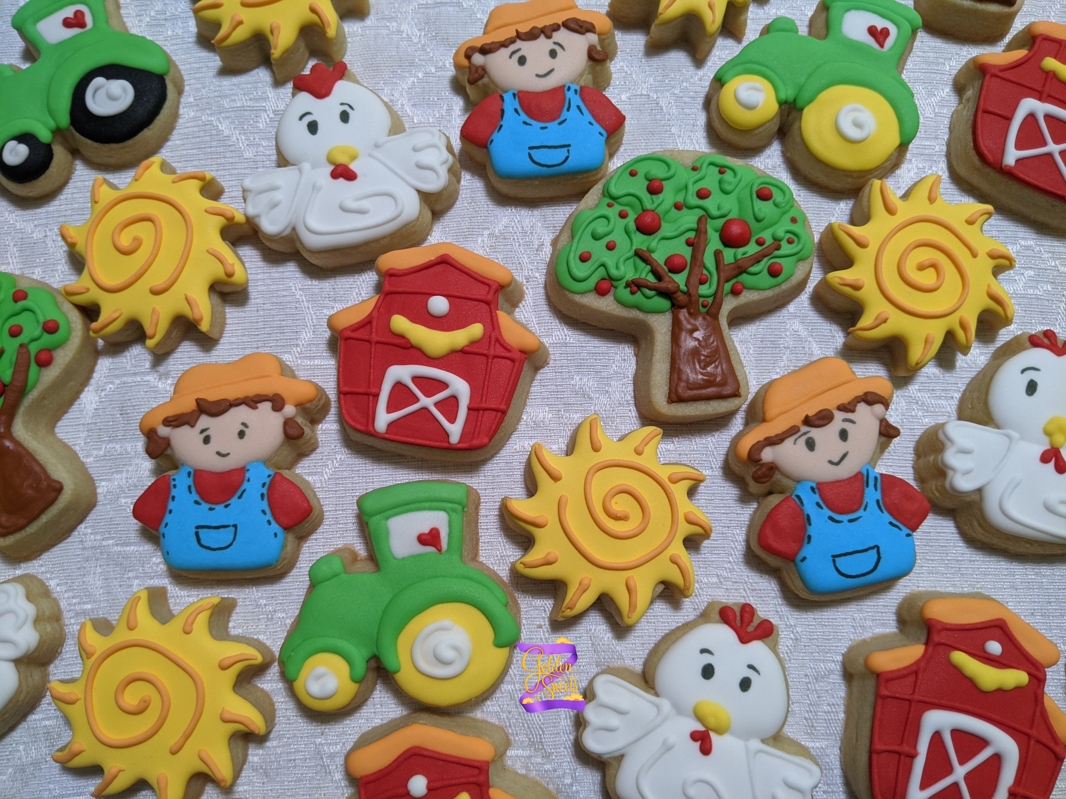 Happy Little Farmer theme 36 decorated cookies
