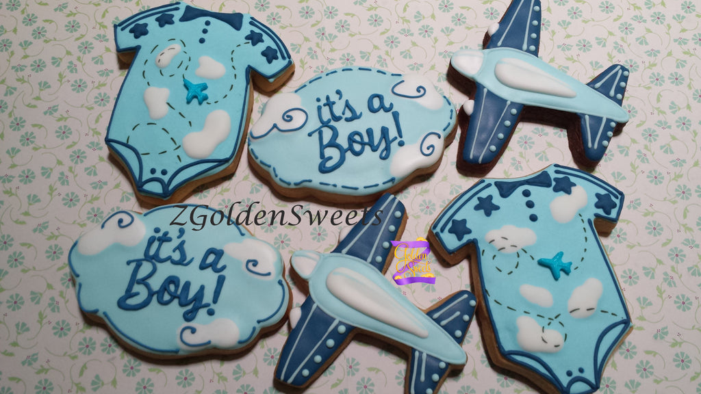 24 It's a boy message baby shower cookie