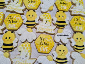 It's Fun to Bee One First Birthday Bee Day 24 decorated cookies