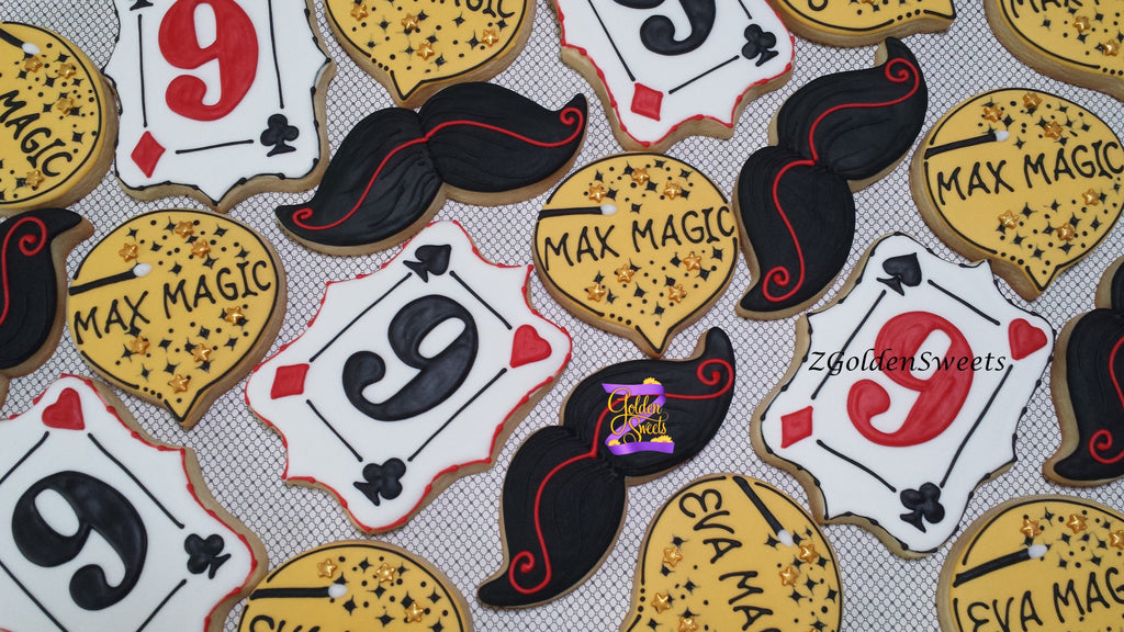 24 Magic show magician theme personalized birthday cookies