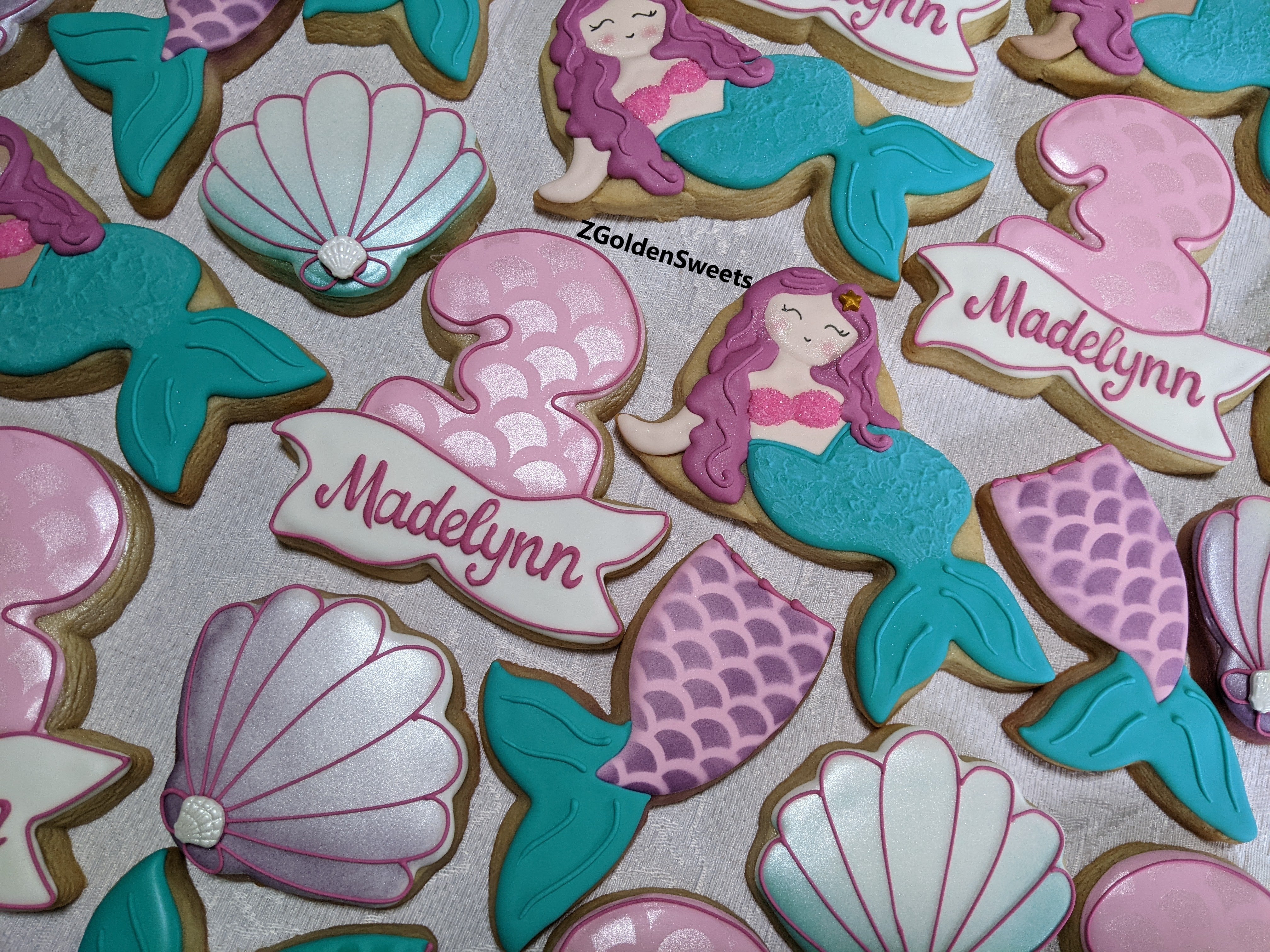 24 Little Mermaid theme Birthday Girl Decorated Cookies