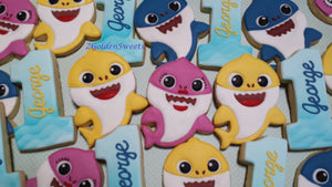 Baby Shark Family Kids Birthday 24 cookies